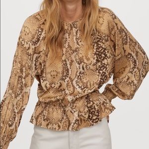 Snake print HM Smocked Blouse